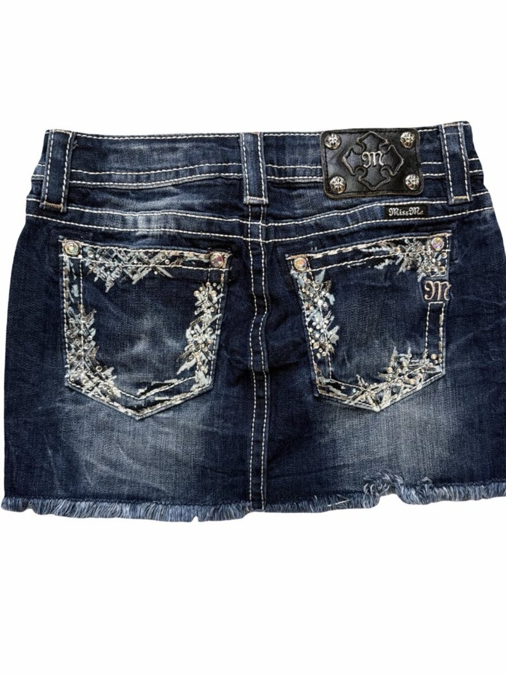 Miss Me Blue Denim Mini Skirt Women’s Size 26 Sequin Embroidered Zip JP5082I13